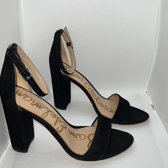 Sam Edelman Yaro black suede ankle strap Block Heels sandals women’s Sz 9 1/2 - Picture 9 of 13
